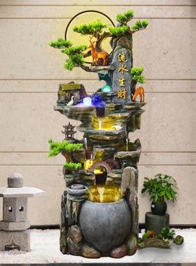 大型落地假山流水喷泉风水轮客厅水景乔迁装饰循环加湿器开业定制