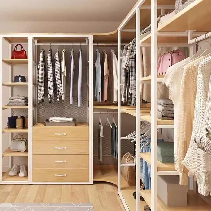 开放式衣柜无门环保金属框架简单角衣帽间货架组装铁制储物架