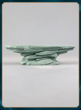 豆豆集蓝色砂岩底座配件新中式国风创意桌面饰品假山鱼缸景观