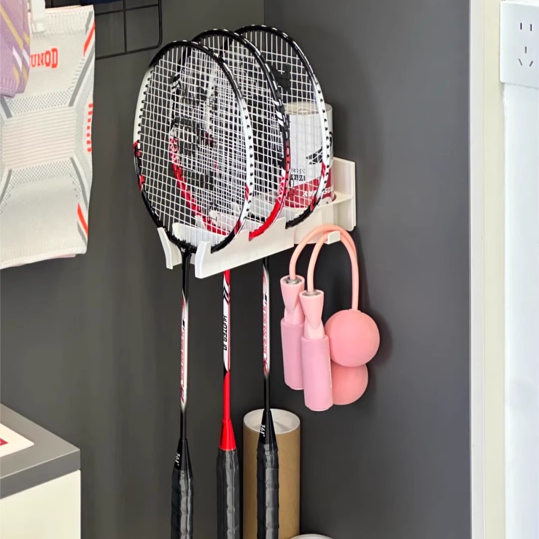 羽毛球拍挂架壁挂式网球拍展示架羽毛球馆收纳省空间免打孔置物架