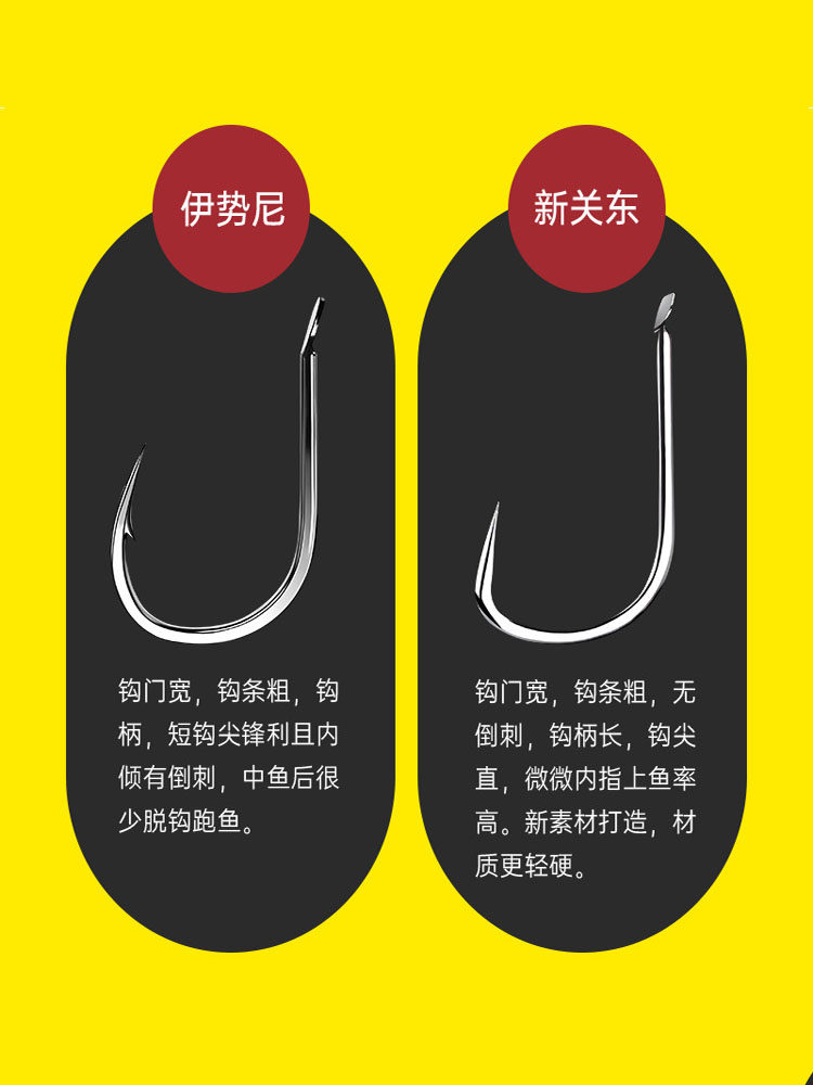 新关东无刺鲢鳙鱼钩正品绑好子线双钩成品有刺伊势尼浮钓鲢鳙钓组