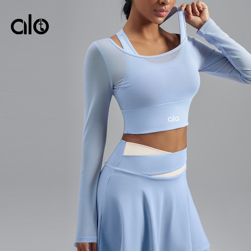 ALOIDE速干网纱假两件瑜伽T恤女
