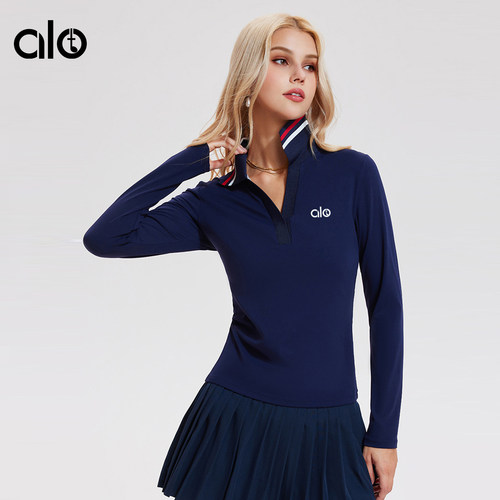 ALOID新款长袖女翻领运动polo衫