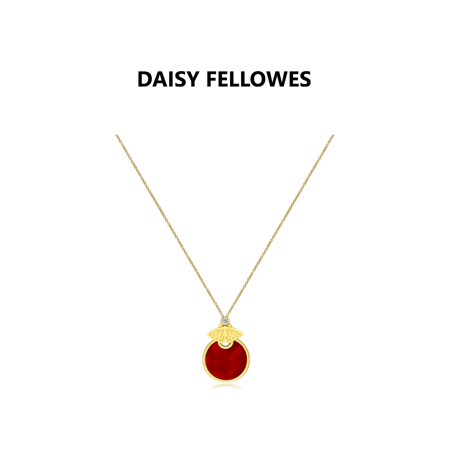 黛西法罗圆形红色简约项链女款蝴蝶系列K金气质精美经典百搭吊坠