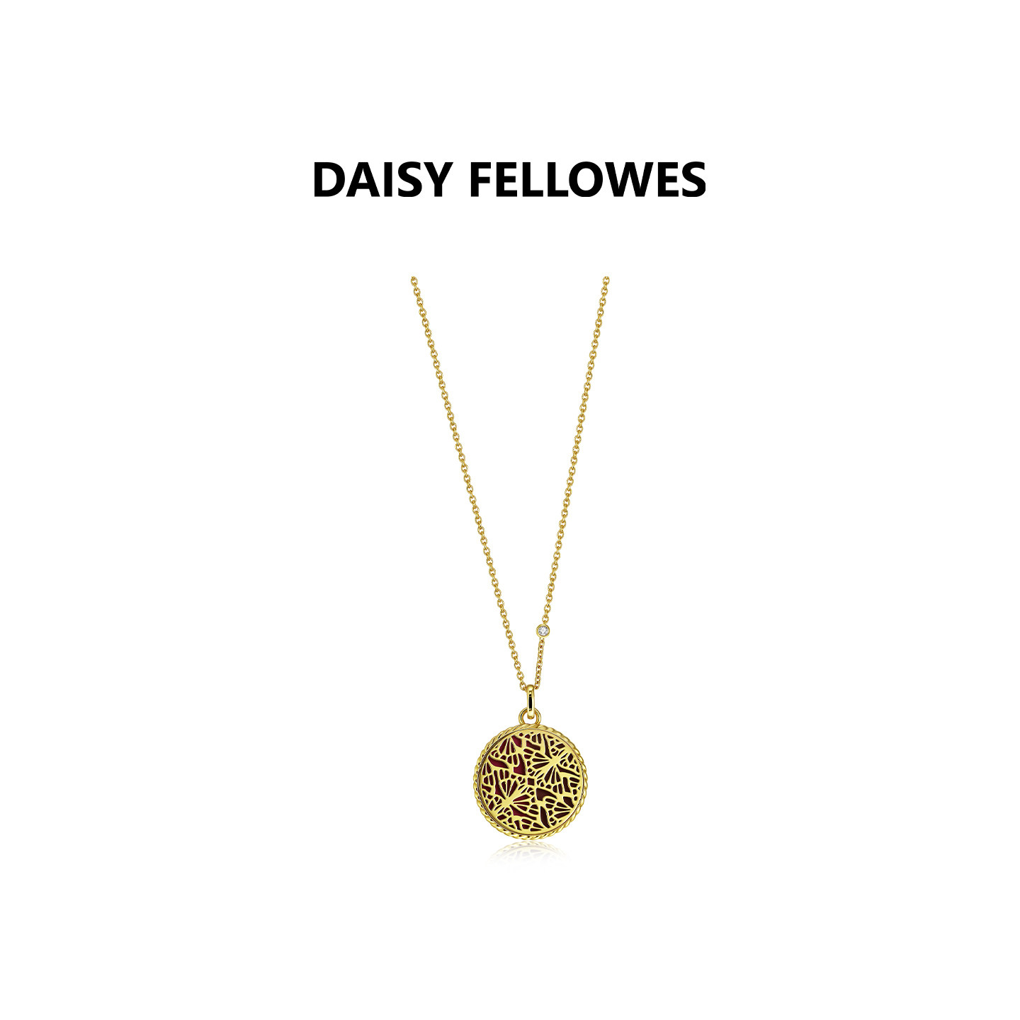 黛西法罗蝴蝶系列金色镂空镶钻圆饼吊坠简约复古法式小众项链女款