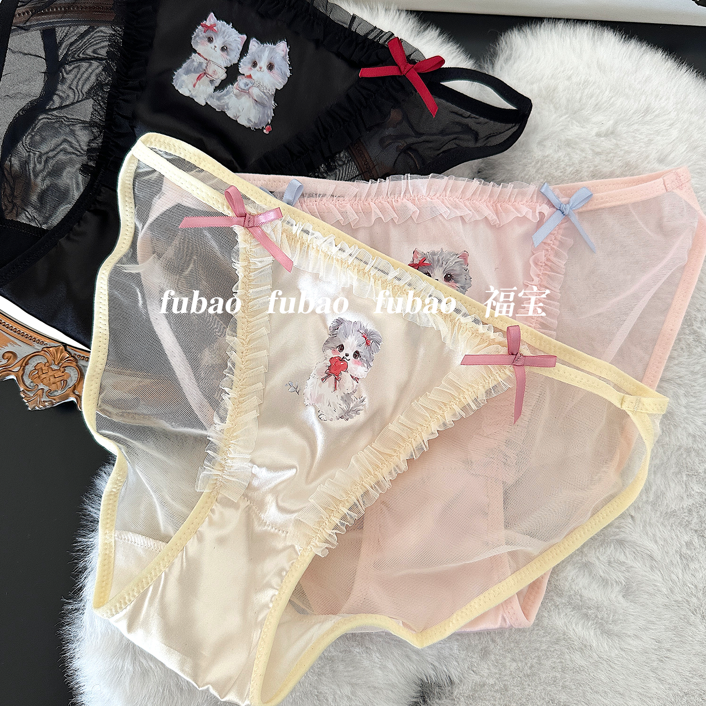 福宝法式复古蕾丝少女三角裤