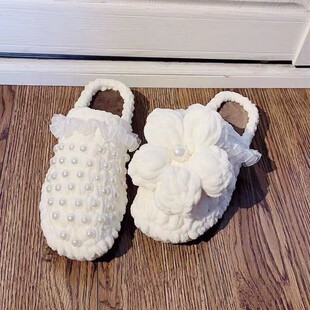 diy手工编织泡芙花拖鞋材料包毛线制作教程网红抖音同款粗冰线条