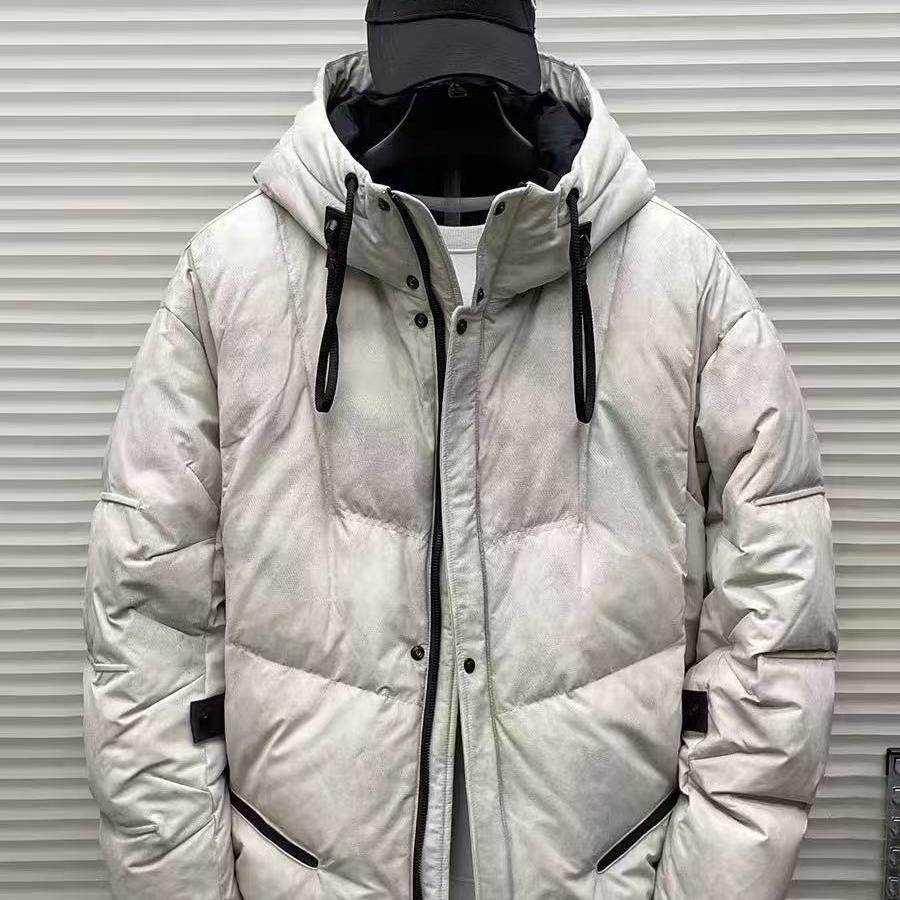 冬季新款连帽羽绒服90白鸭绒男士