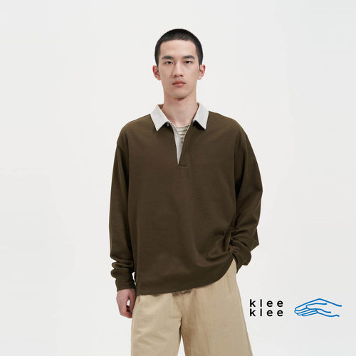 kleeklee环保棉双色长袖POLO衫