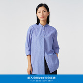 klee klee春秋女强捻格子布翻领宽松休闲舒适百搭耐看衬衫 外搭