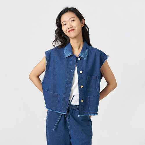 kleeklee环保棉无弹牛仔松马甲