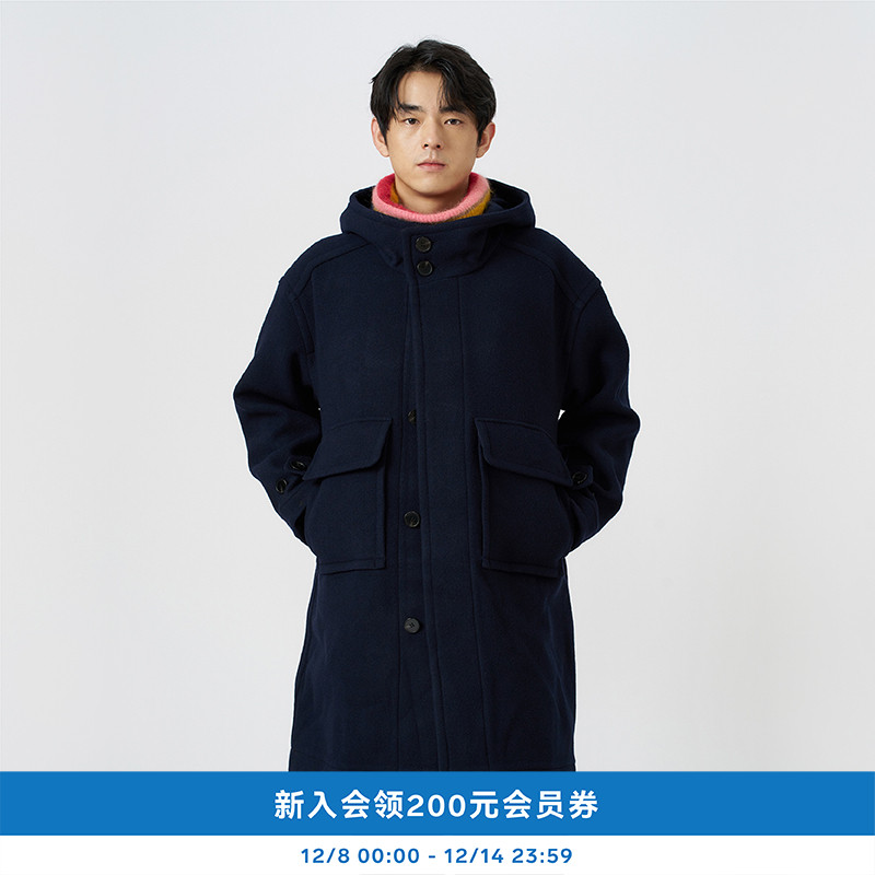 kleeklee羊毛呢连帽大衣