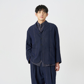 外套K1251SU01 羊毛麻条纹蓝布合体百搭休闲西装 klee klee25春男装