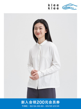 klee klee2026早春新款女装全程认证环保棉长袖衬衫K0261BL01