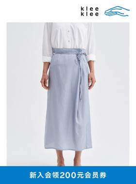klee klee夏女装环保棉丝棉A型系带围裹休闲半身裙K0253SK01
