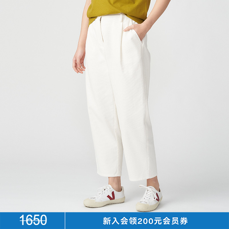 kleeklee光泽灯芯绒褶裥锥裤