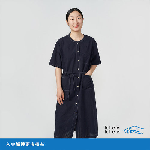 kleeklee蓝色泡泡纱连衣裙