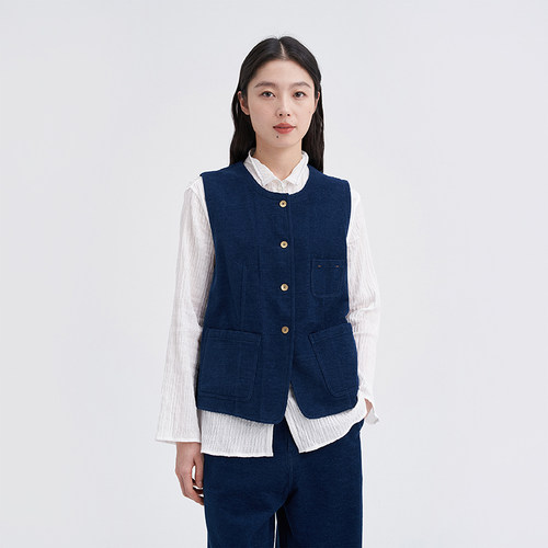 kleeklee环保棉雪尼尔蓝布马甲