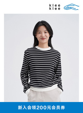 klee klee秋冬女装环保棉罗纹正肩休闲内搭长袖T恤K0253TS09