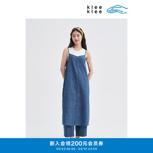 klee 环保棉竹节薄A型牛仔吊带连衣裙K0253DR02 klee女装