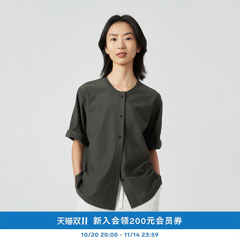 kleeklee斜纹针织布圆领衬衫