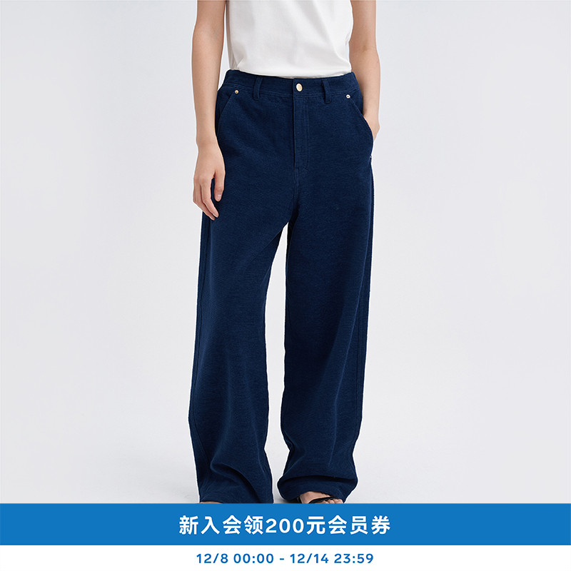 25年秋季环保棉雪尼尔蓝布直筒裤