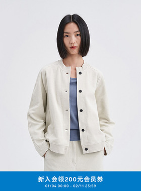 klee klee25春新女装环保棉厚毛圈宽松休闲开衫夹克外套K0253JA02
