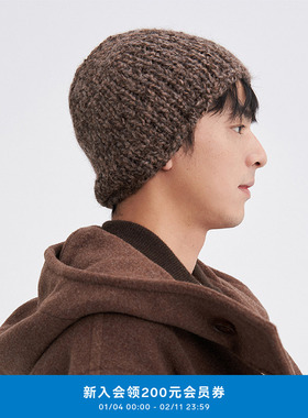 klee klee25冬新款男装原色羊驼毛扭扭纱保暖经典帽礼物K2253KH01