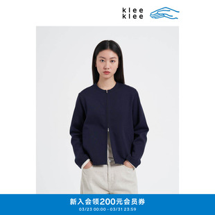 klee klee夹克女士春夏环保棉针织休闲实穿拉链夹克外套26新款