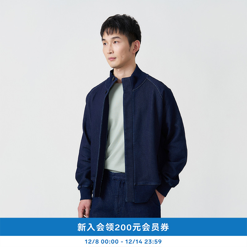 kleeklee靛蓝染斜纹蓝布开衫