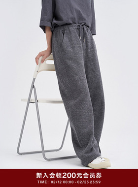 klee klee秋冬女装运动高腰环保棉休闲宽松弯刀直筒裤K0253PA33