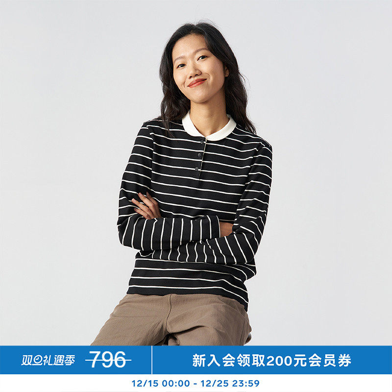 kleeklee环保棉罗纹小翻领T恤