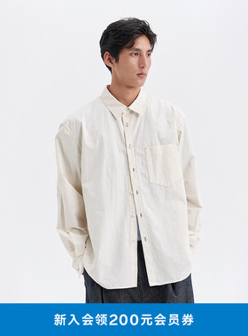 klee klee秋冬男装环保棉原色纸休闲宽松感长袖衬衫K1253BL01