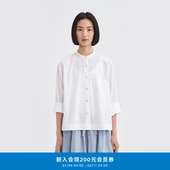 通勤环保棉小立领宽松白衬衫 klee klee秋冬女装 外套K0253BL03