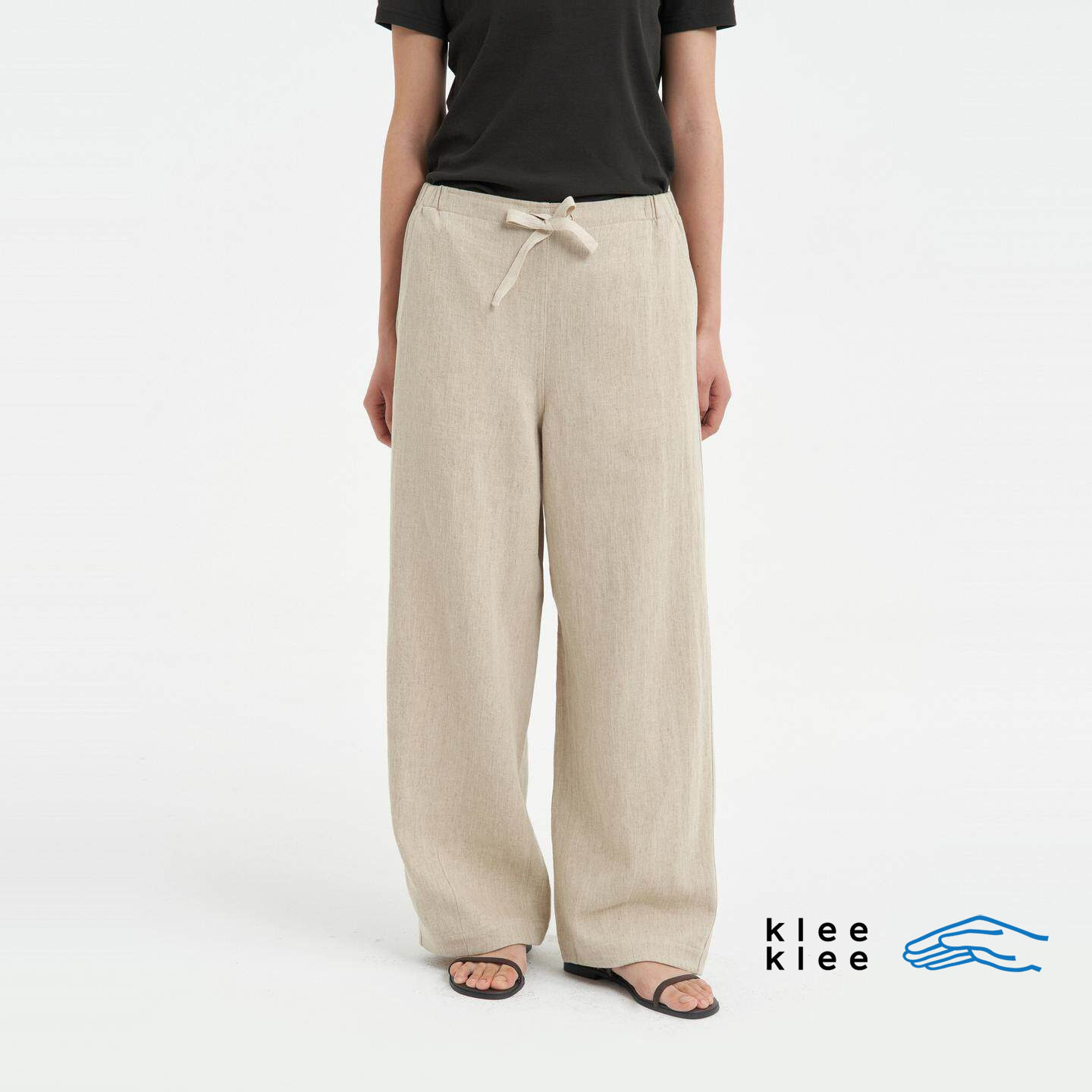 kleeklee女士环保棉麻直筒休闲裤