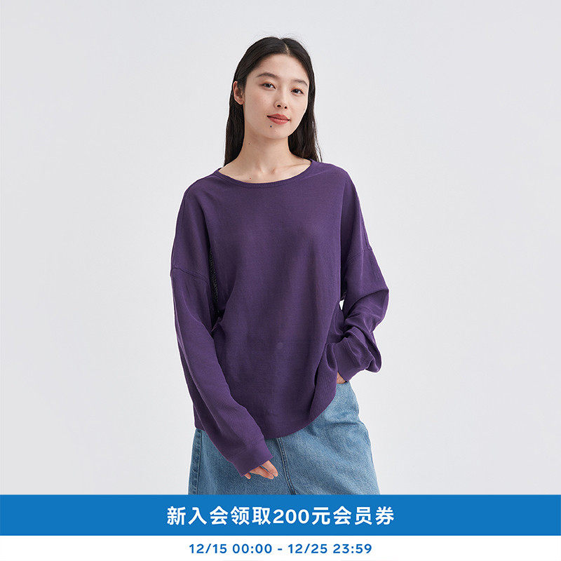 25年夏女士纸纱针织布长袖T恤