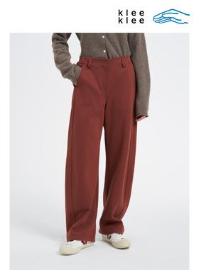 klee klee2026早春新款女装环保棉双层厚针织立体弯刀裤K0261PA01