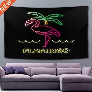 With Pink Flamingo Palm Tropical Hanging Wall Tapestry