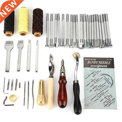 48pcs Leather Craft Sewing Tool Set Punch Cutter Groover Bev
