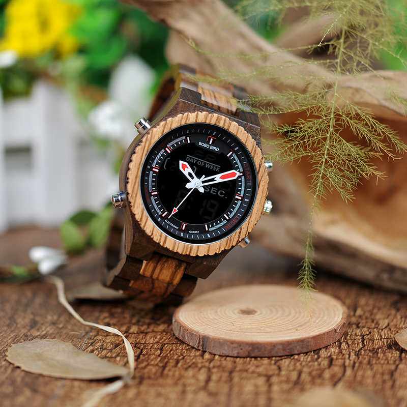 BOBO BRD ZEBRA WOODEN WATCHES MENS QUARTZ WRSTWATCH MALE