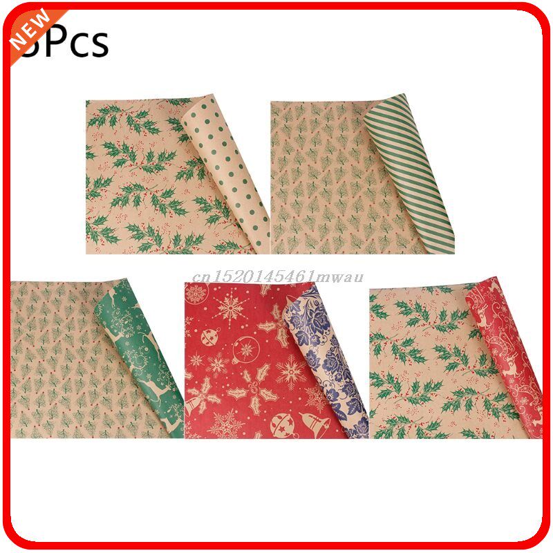 5pcs christmas wrapping paper roll kraft gift wrapping paper