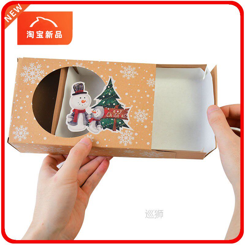 8pcs kraft paper christmas cookie gift boxes santa claus gif