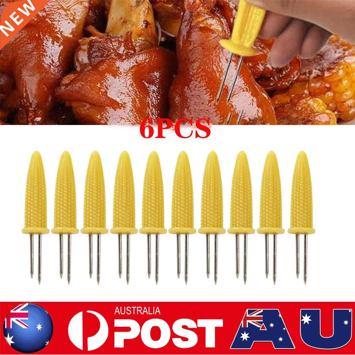 6pcs Fork Corn Skewer Stainless Steel Corn Cob Holders_虎窝淘