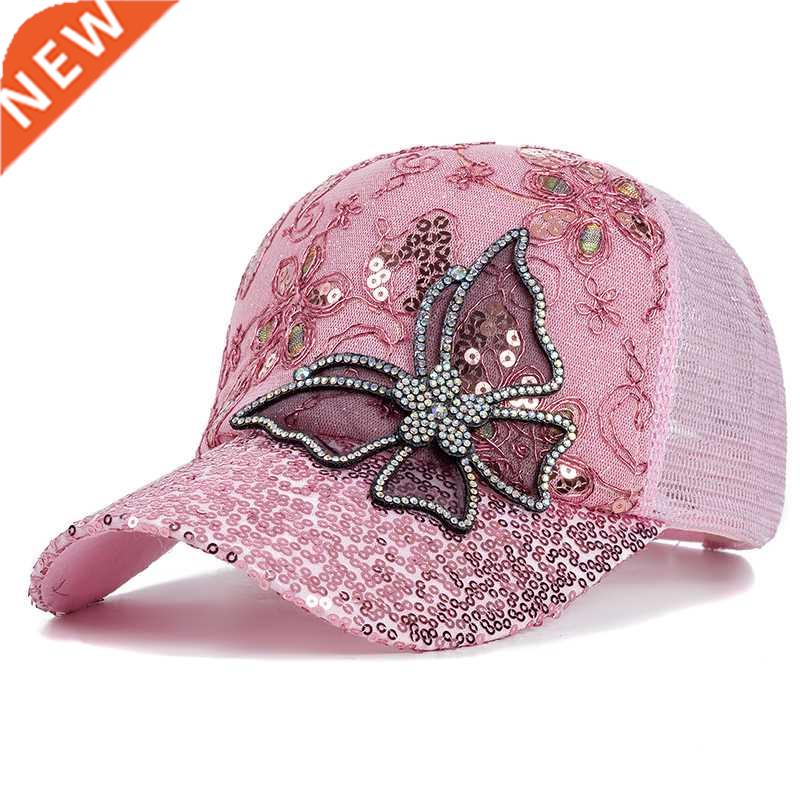 New Fashon Women's Cap Butterfly Flower Pendant Baseball Ca