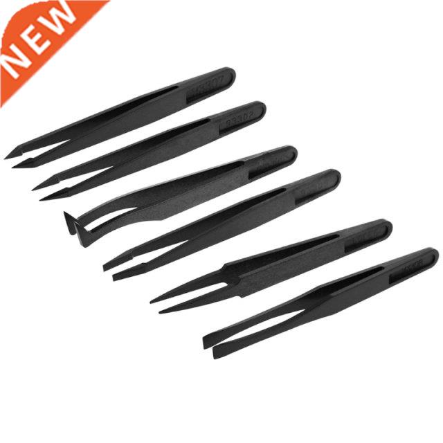 6pcs/set Anti-static Electronic Tweezers Kit ESD Plastic For
