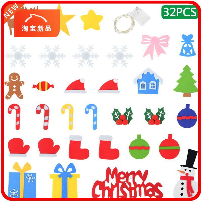 diy felt christmas tree with led light new year kids gift to
