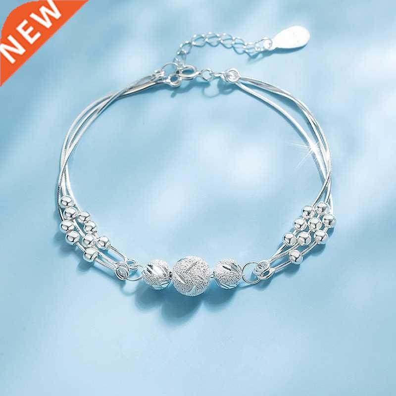 silver color round bead charm bracelet &bangle for women