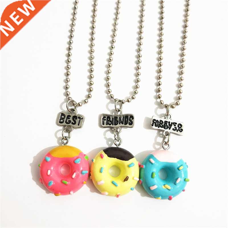 Cute 3 Pcs/lot BFF Doughnut Lollipop Necklace Set for Kids