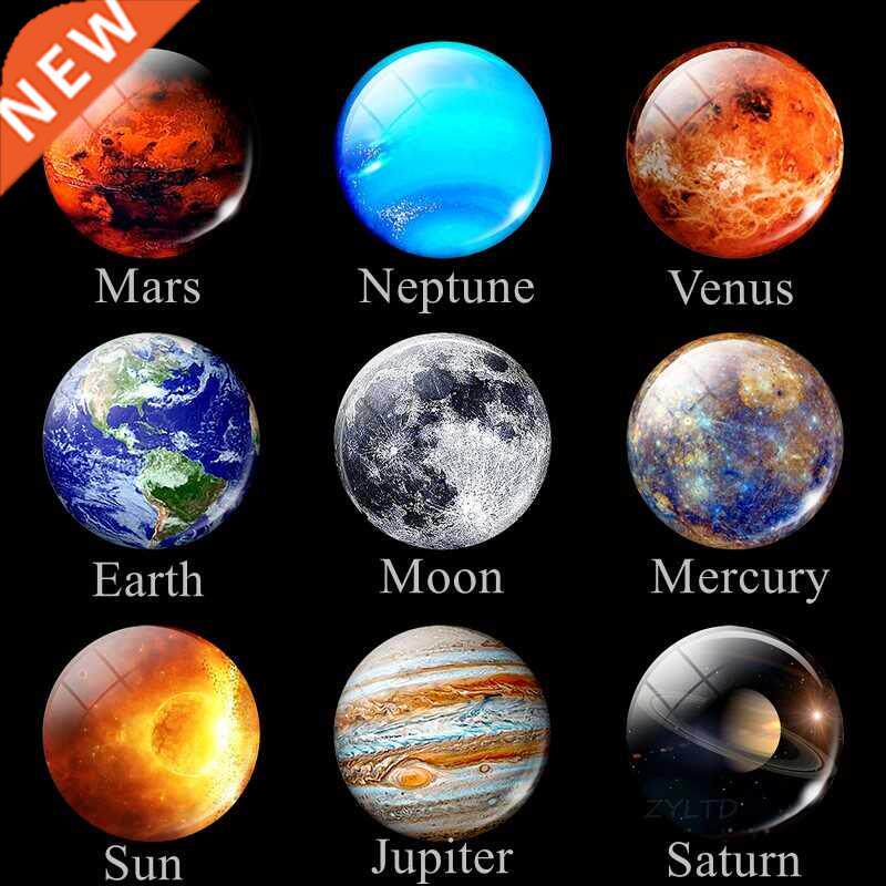eight planets fridge magnet full moon earth solar system pla