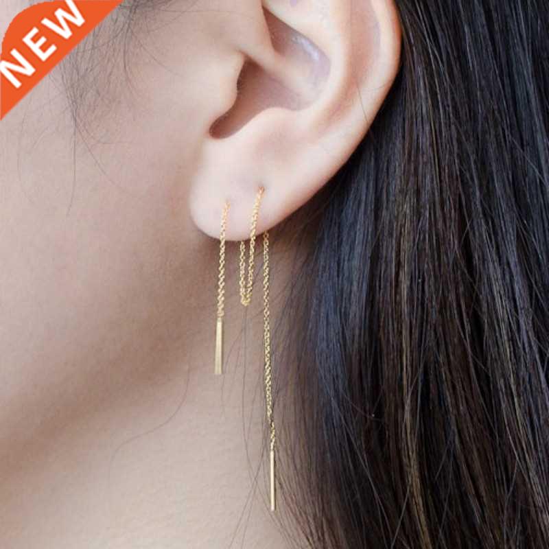 8cm Long Line Ear Threader Earrings Thread Dangle Chain Pull-封面